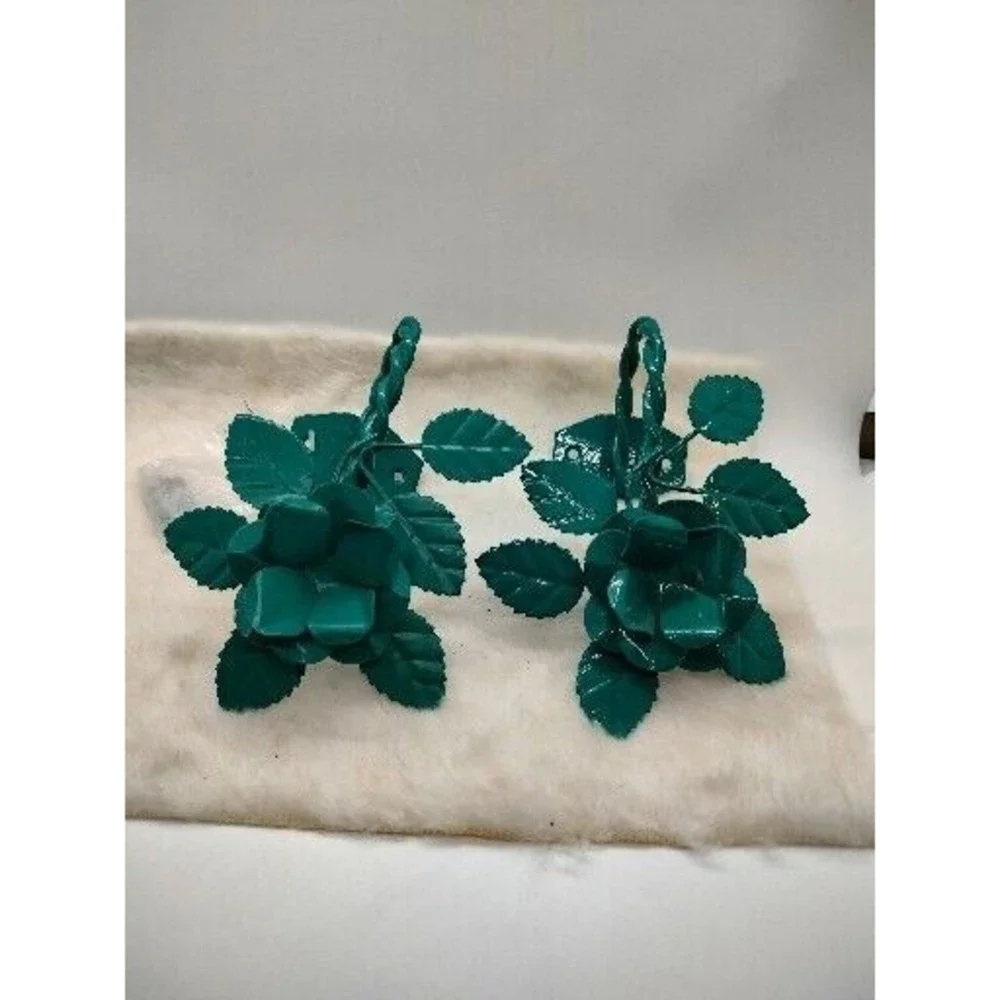 Metal Green Floral &Leaves Curtain Tie Backs With Hardware